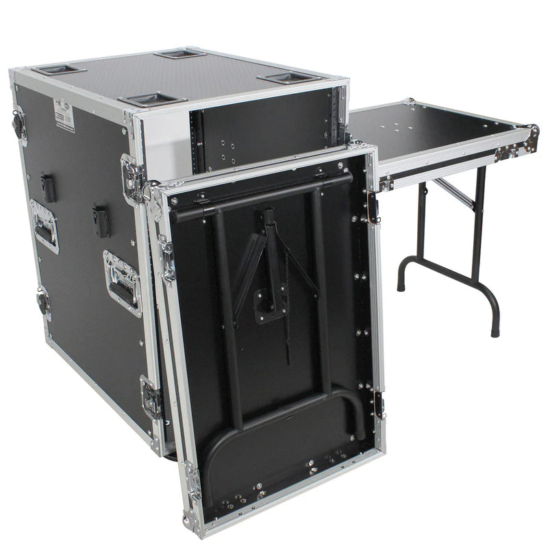 PRO-X- T-16RSS24WDST - ProX T-16RSS24WDST 16U Space Amp Rack Mount ATA Flight Case 2x Side Tables and Casters