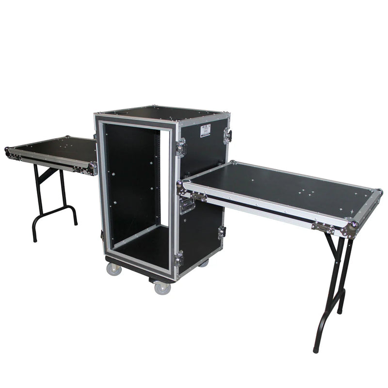 PROX-T-16RSP24DST - ProX T-16RSP24DST 16U Vertical Shockproof Amp/Rack Case W/Dual Side Tables & 4 Casters