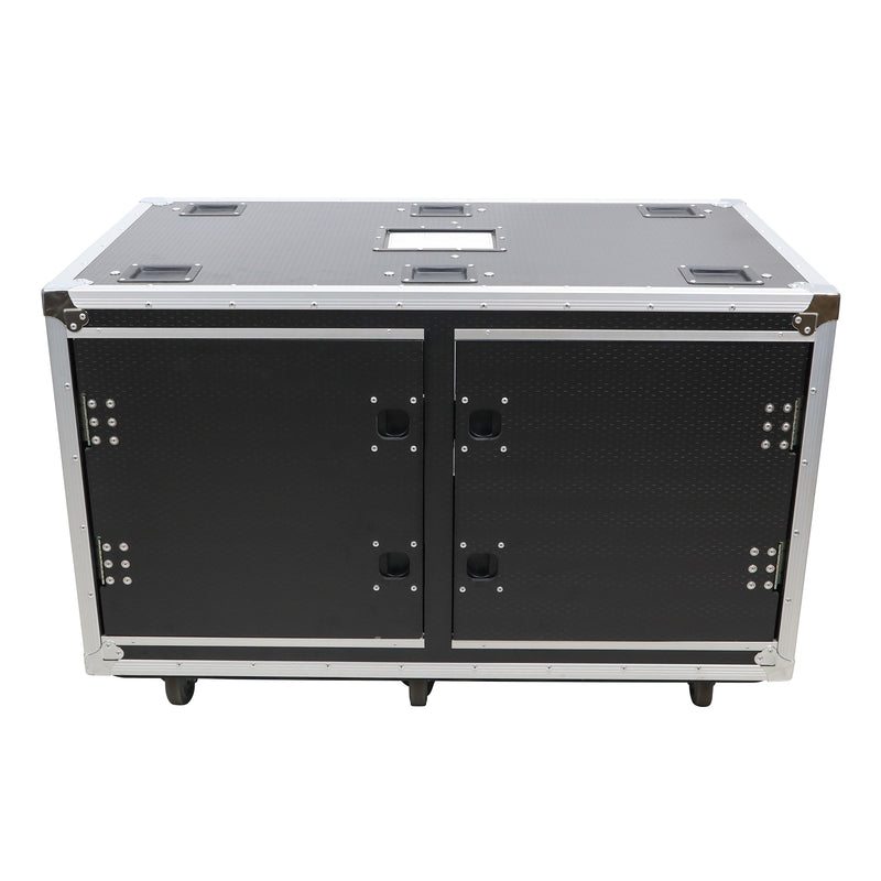 PRO-X- T-2X12USLAM24 - 2X12U 24" Deep Vertical Rack Shock Mount Case with 2 Sliding Slam Doors & 6x 4" Caster Wheels