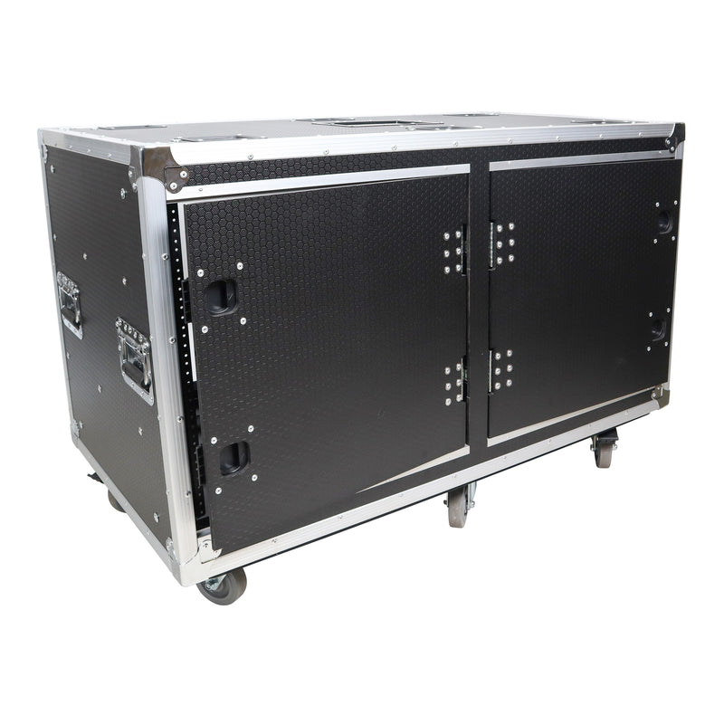 PRO-X- T-2X12USLAM24 - 2X12U 24" Deep Vertical Rack Shock Mount Case with 2 Sliding Slam Doors & 6x 4" Caster Wheels