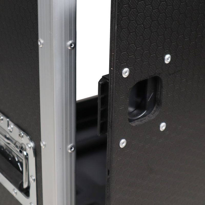 PRO-X- T-2X12USLAM24 - 2X12U 24" Deep Vertical Rack Shock Mount Case with 2 Sliding Slam Doors & 6x 4" Caster Wheels