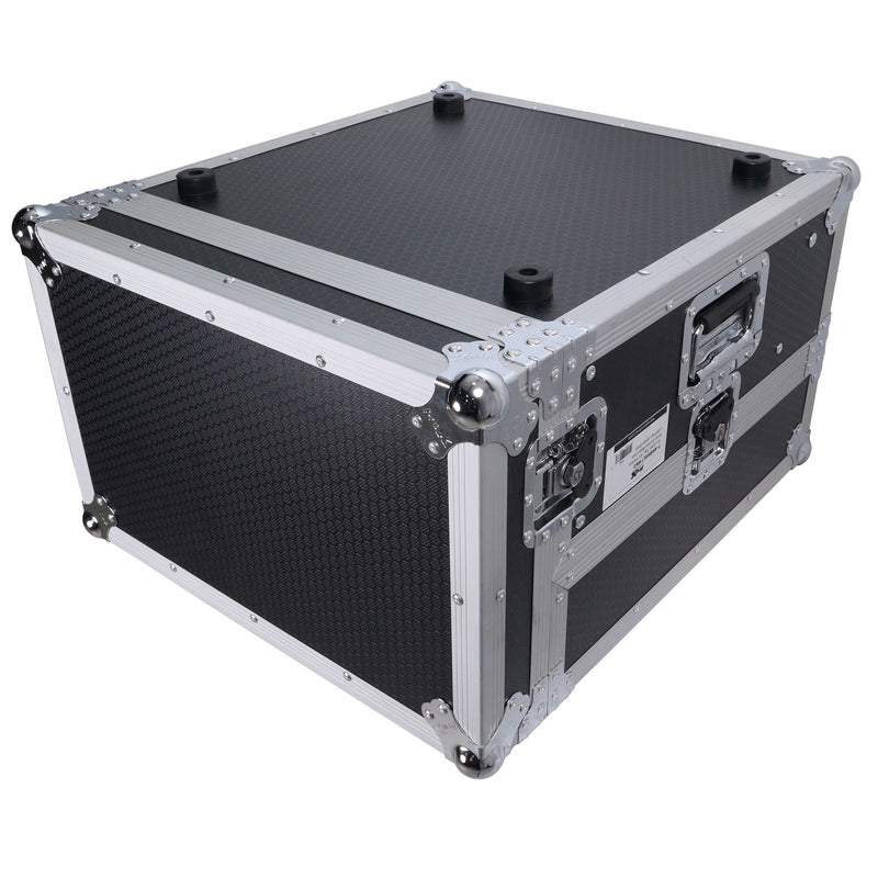 PRO-X- T-4MRLT MK2 - ProX T-4MRLT DJ Combo Flight Case w/ Laptop Shelf - 4U Vertical Rack Mount Flight Case with 10U Top for Mixer Combo Amp Rack with Laptop Shelf and Caster Wheels