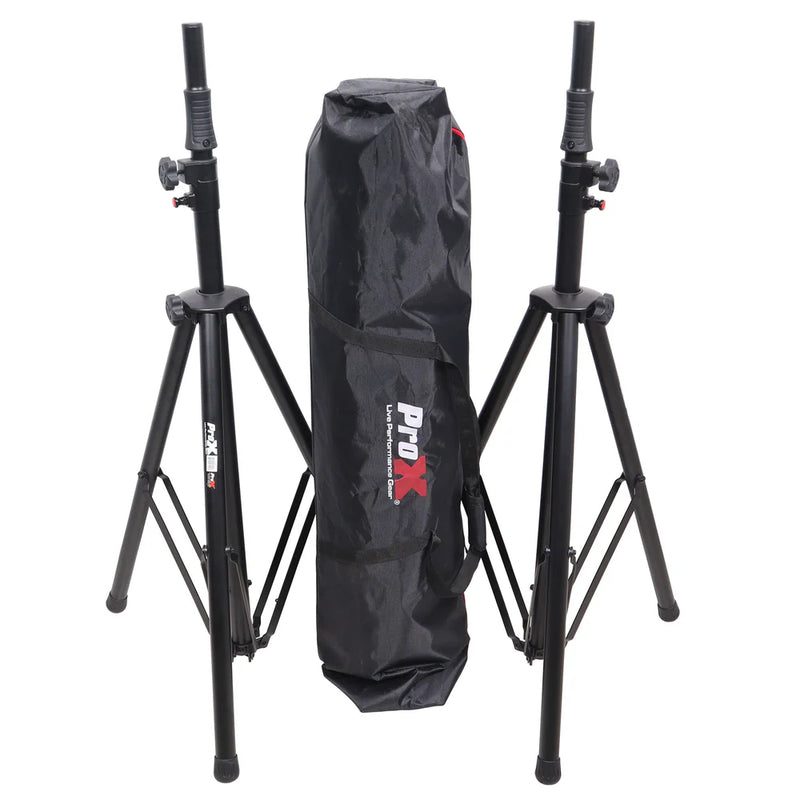 PRO-X- T-SS82P - ProX T-SS82P Set/2 Pro Air Speaker stand w/Carry Bags (Black)