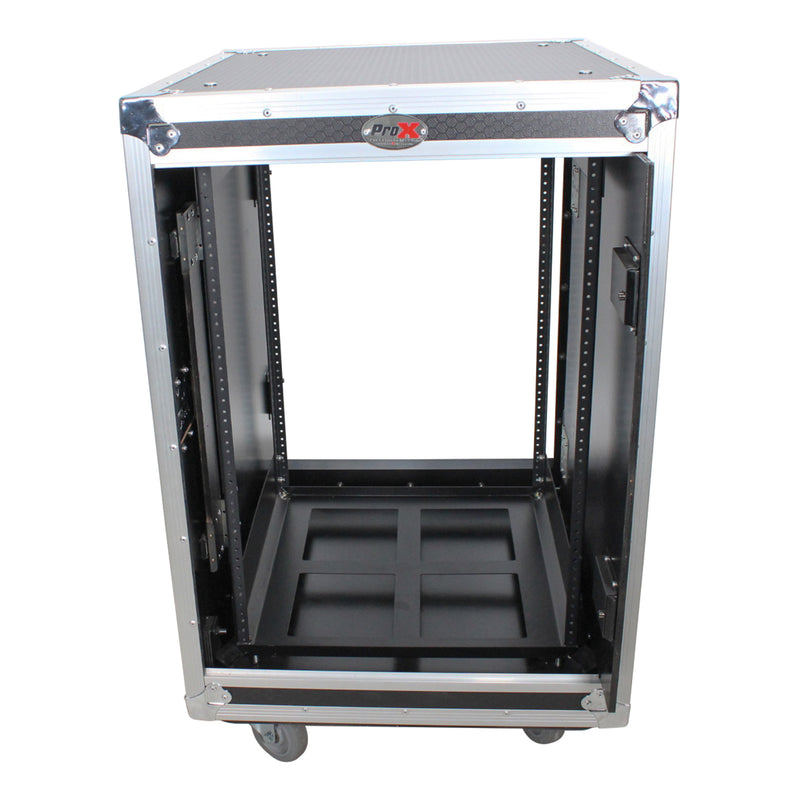 PRO-X- T-12USLAM20 - PROX 12U 20" VERTICAL RACK SHOCK MOUNT CASE W/ 2 SLIDING DOORS & 4" WHEELS