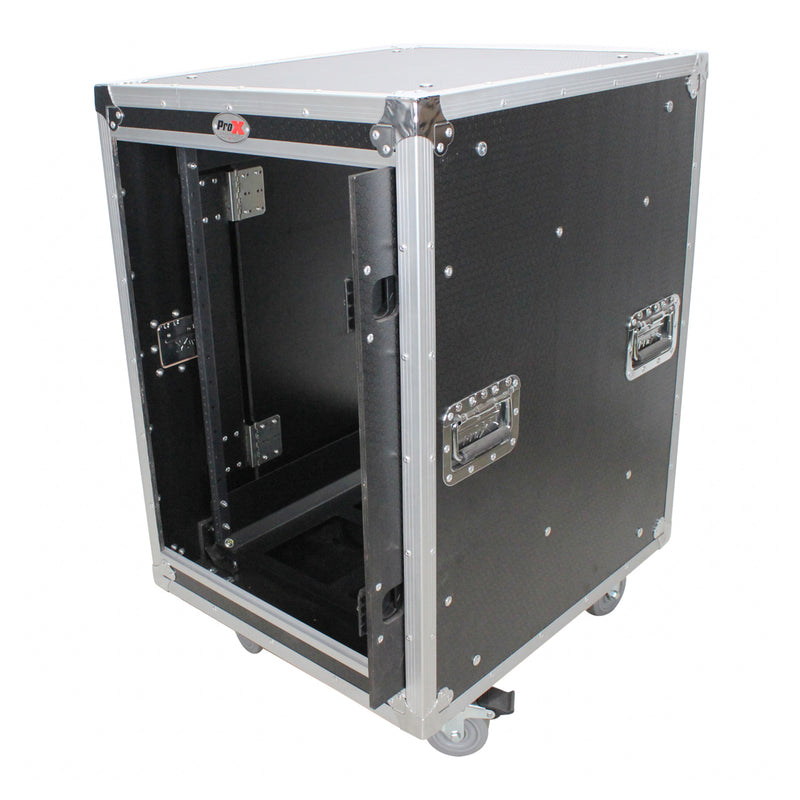 PRO-X- T-12USLAM24 - PROX 12U 24" DEEP VERTICAL RACK MOUNT CASE W/ 2 SLIDING DOORS & WHEELS