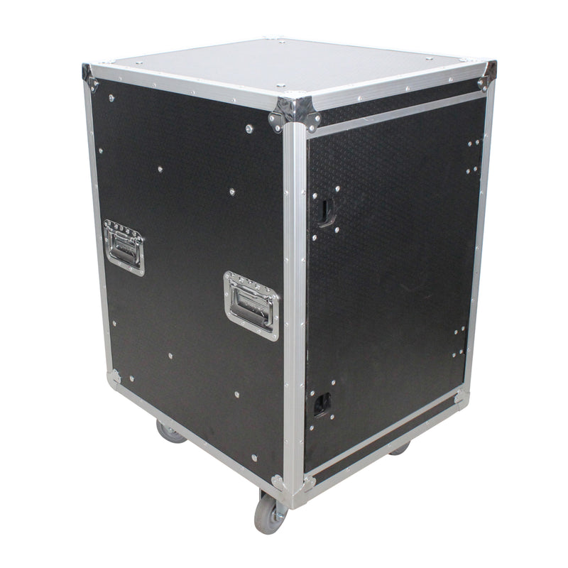 PRO-X- T-12USLAM24 - PROX 12U 24" DEEP VERTICAL RACK MOUNT CASE W/ 2 SLIDING DOORS & WHEELS