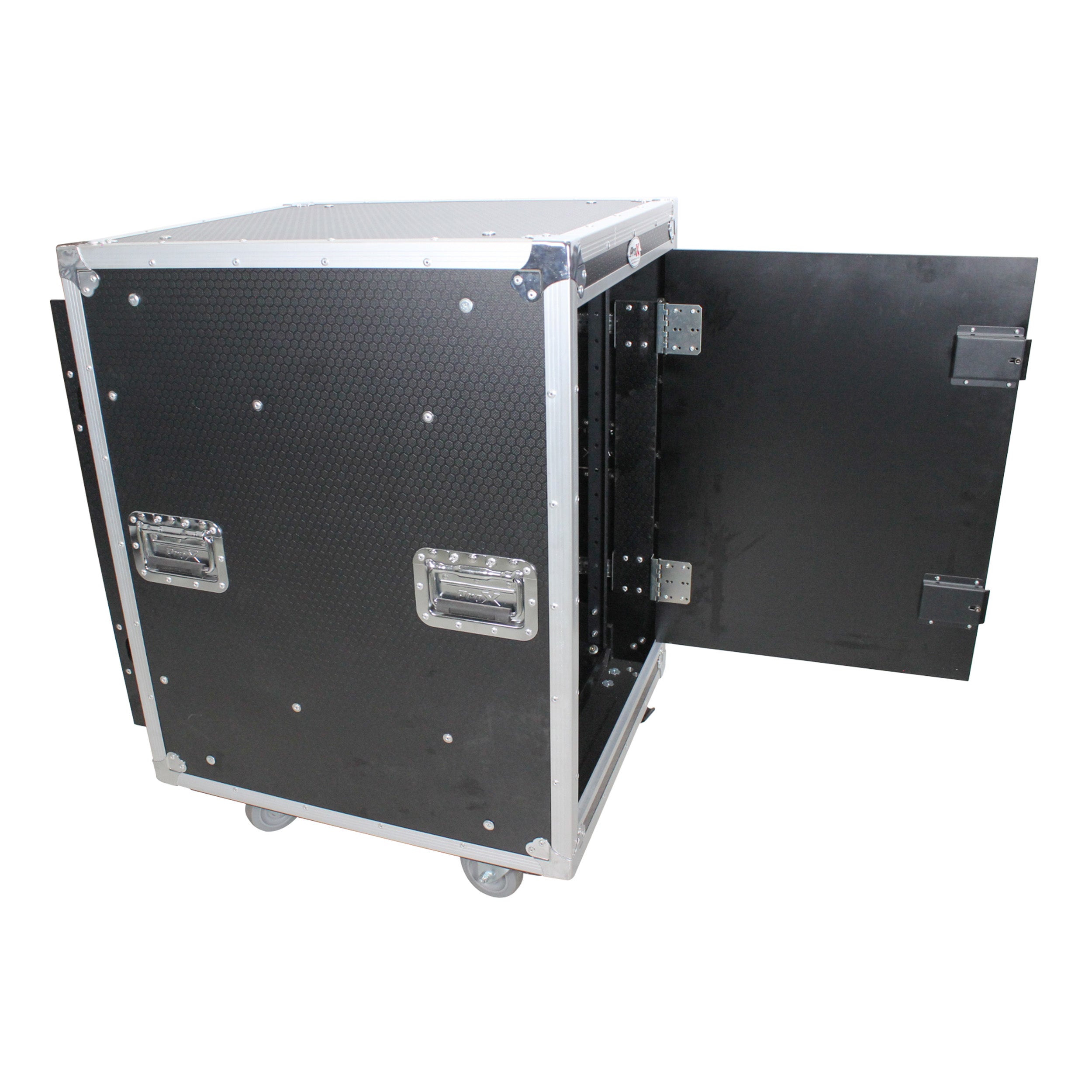 PRO-X- T-12USLAM20 - PROX 12U 20" VERTICAL RACK SHOCK MOUNT CASE W/ 2 SLIDING DOORS & 4" WHEELS