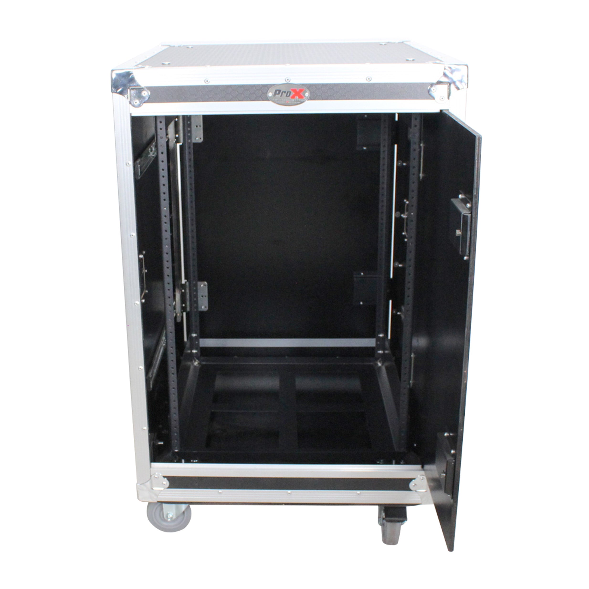 PRO-X- T-12USLAM20 - PROX 12U 20" VERTICAL RACK SHOCK MOUNT CASE W/ 2 SLIDING DOORS & 4" WHEELS