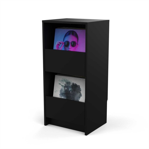 VINYL-VAULT-WHT - Vinyl Vault With Drawers - Holds up to 160 Records