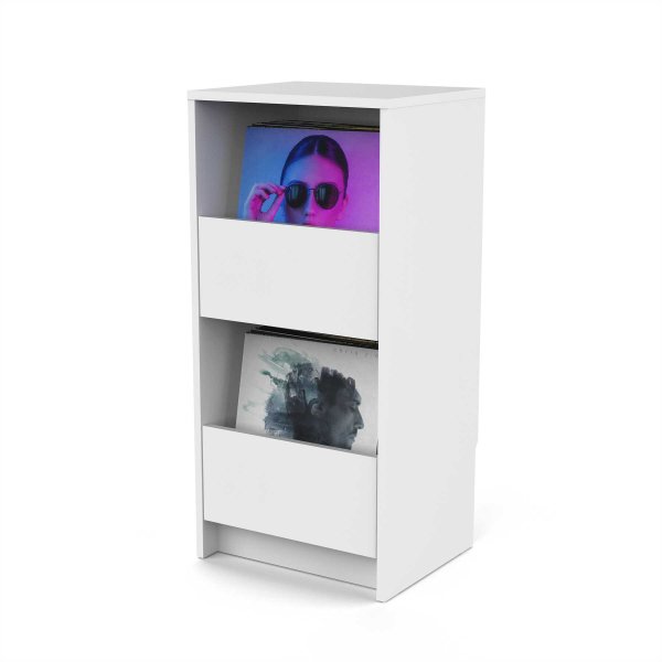VINYL-VAULT-WHT - Vinyl Vault With Drawers - Holds up to 160 Records