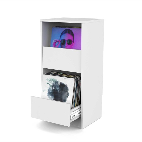 VINYL-VAULT-WHT - Vinyl Vault With Drawers - Holds up to 160 Records