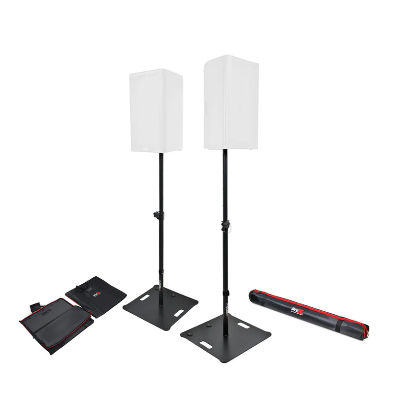 PROX-X- POLARIS WH X2 - ProX X-POLARISBLX2 POLARIS™ Portable Speaker and Lighting Dual Stand Kit w/Base Plate, Adjustable Pole, and Carry Bags (Black Finish)