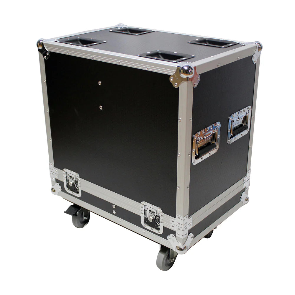 PRO-X- X-RCF NX12-SMAX2W - ProX X-RCF-NX12SMA Stage Monitor Flight Case For 2 RCF NX 12-SMA W/4" Wheels