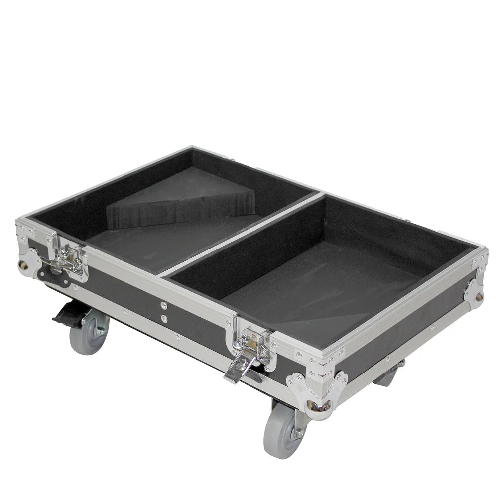PRO-X- X-RCF NX12-SMAX2W - ProX X-RCF-NX12SMA Stage Monitor Flight Case For 2 RCF NX 12-SMA W/4" Wheels
