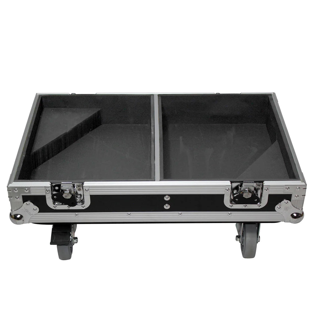 PRO-X- X-RCF NX12-SMAX2W - ProX X-RCF-NX12SMA Stage Monitor Flight Case For 2 RCF NX 12-SMA W/4" Wheels