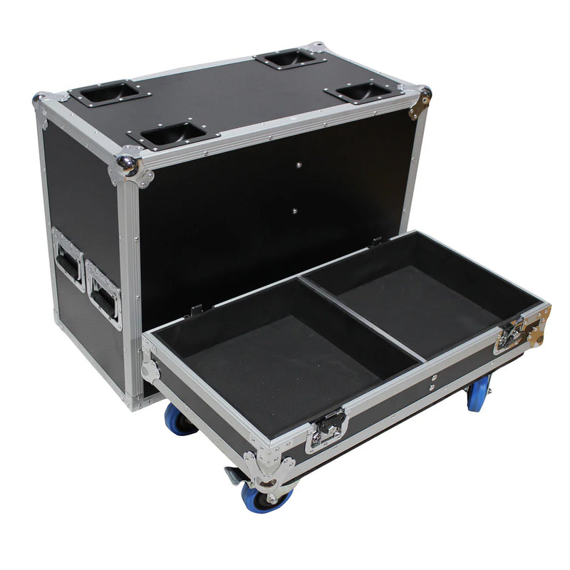 PRO-X- X-RCF ST15SMA X2W - ProX X-RCF-ST15SMA-X2W Flight Case for Two RCF ST 15-SMA Stage Monitors w/4 Inch Casters