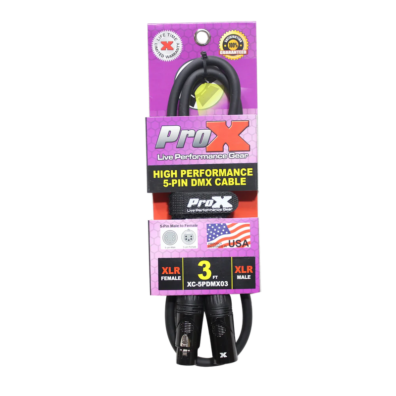 PRO-X- XC-5PDMX05 - ProX XC-5PDMX05 5 Ft. DMX XLR5-M to XLR5-F High Performance Data Cable