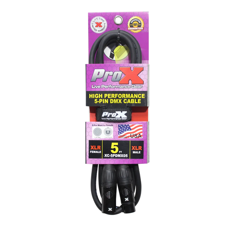 PROX-XC-5PDMX05 - ProX XC-5PDMX05 5 Ft. DMX XLR5-M to XLR5-F High Performance Data Cable