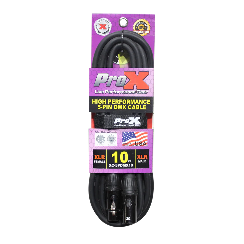 PROX-XC-5PDMX10 - ProX XC-5PDMX10 10 Ft. DMX XLR5-M to XLR5-F High Performance Cable