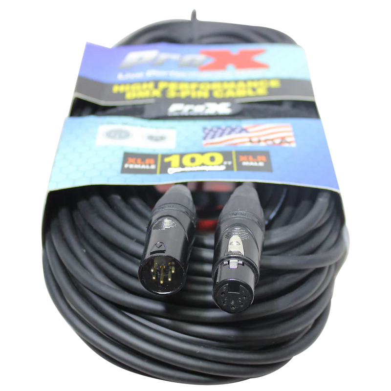 PROX-XC-5PDMX100 - ProX XC-5PDMX100 100 Ft. DMX XLR5-M to XLR5-F High Performance Cable