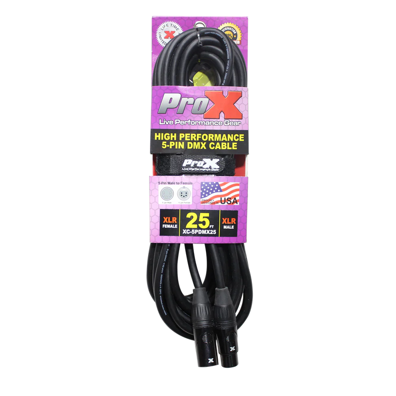 PRO-X- XC-5PDMX25 - ProX XC-5PDMX25 25 Ft. DMX XLR5-M to XLR5-F High Performance Cable