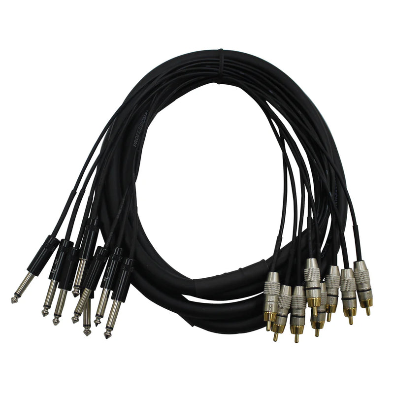 PRO-X- XC-8PR10 - ProX XC-8PR10 10 Ft. Unbalanced 8-Ch 1/4" TS to RCA Male Snake