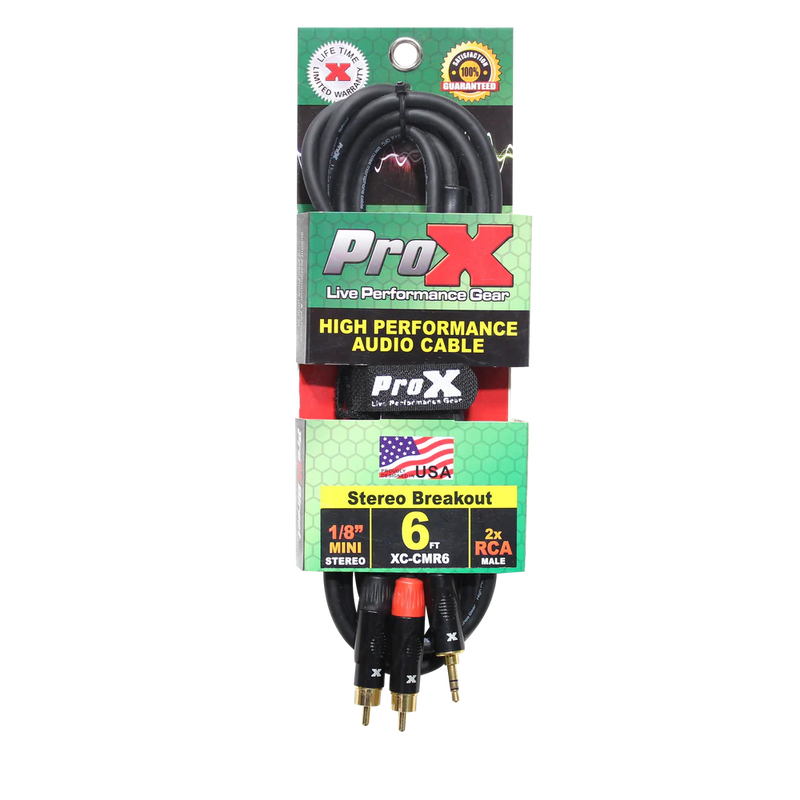 PRO-X- XC-CMR06 - ProX XC-CMR6 Unbalanced 1/8" Mini TRS to Dual RCA High Performance Audio Cable - 6 Ft.