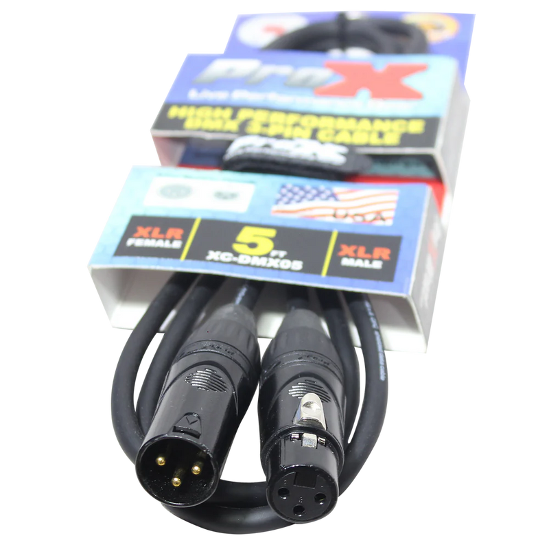 PROX-XC-DMX05 - ProX XC-DMX05 5 Ft. DMX XLR3-M to XLR3-F High Performance Cable