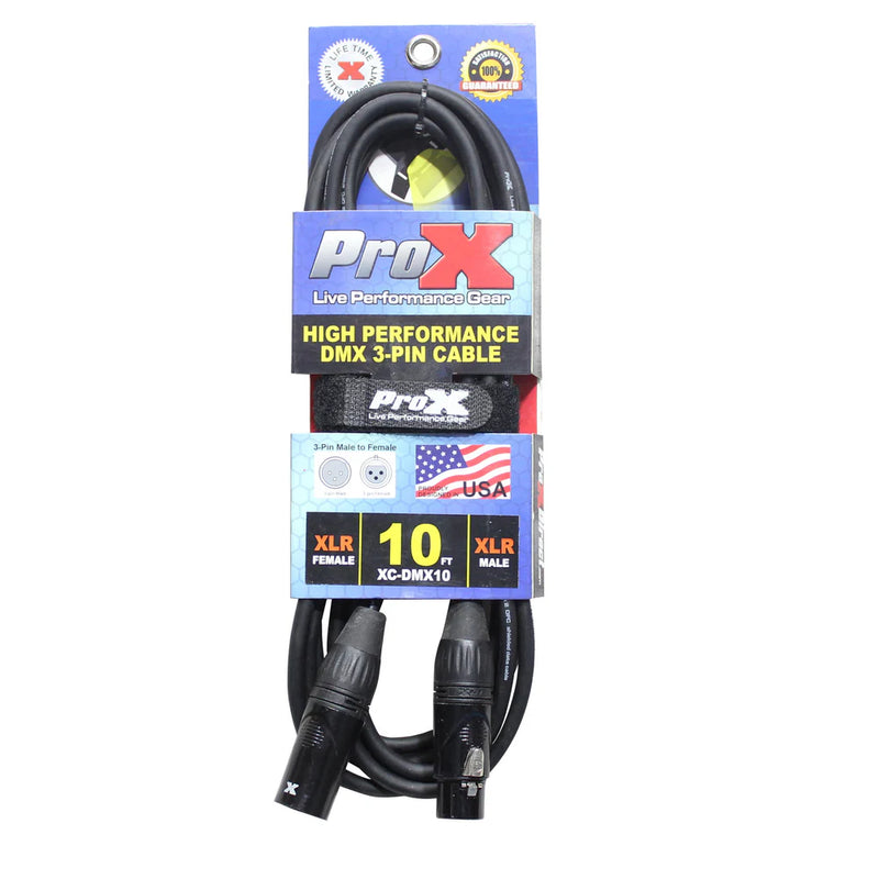 PROX-XC-DMX10 - ProX XC-DMX10 10 Ft. DMX XLR3-M to XLR3-F High Performance Cable