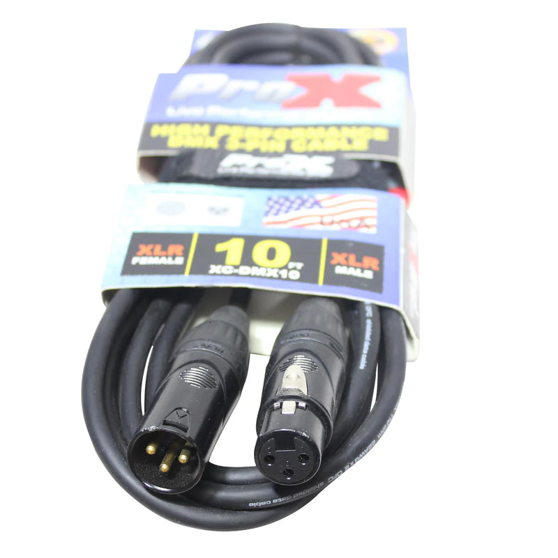 PRO-X- XC-DMX10 - ProX XC-DMX10 10 Ft. DMX XLR3-M to XLR3-F High Performance Cable