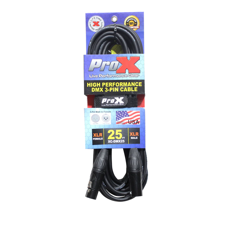 PROX-XC-DMX25 - ProX XC-DMX25 25 Ft. DMX XLR3-M to XLR3-F High Performance Cable