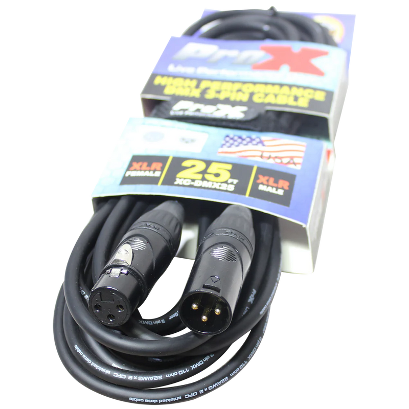 PRO-X- XC-DMX25 - ProX XC-DMX25 25 Ft. DMX XLR3-M to XLR3-F High Performance Cable