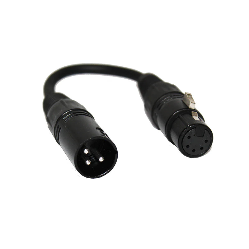 PROX-XC-DMX3M5F - ProX XC-DMX3M5F 6" Male XLR-3 to Female XLR-5 DMX Cable Adapter