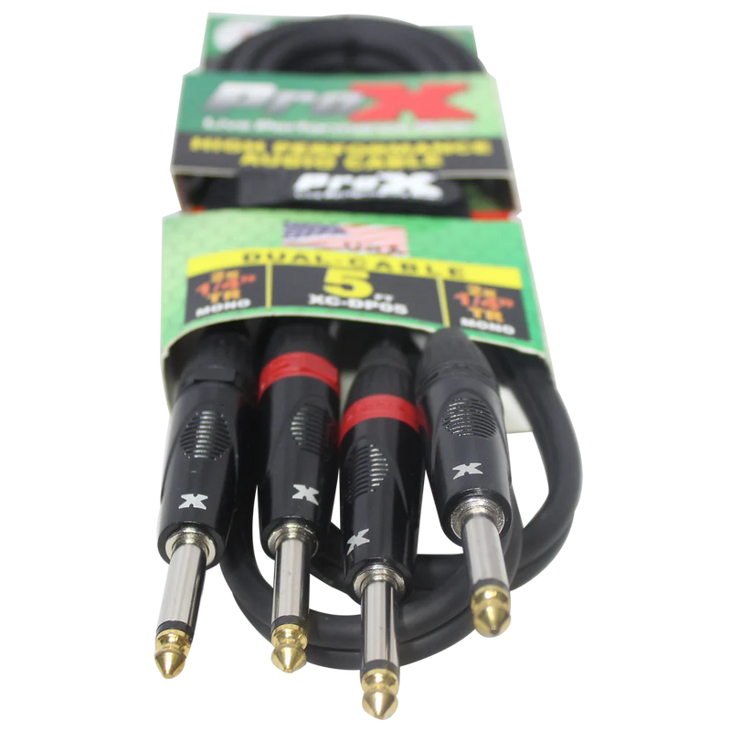 PRO-X- XC-DP05 - ProX XC-DP05 Unbalanced Dual 1/4" to Dual 1/4" High Performance Audio Cable - 5 Ft.