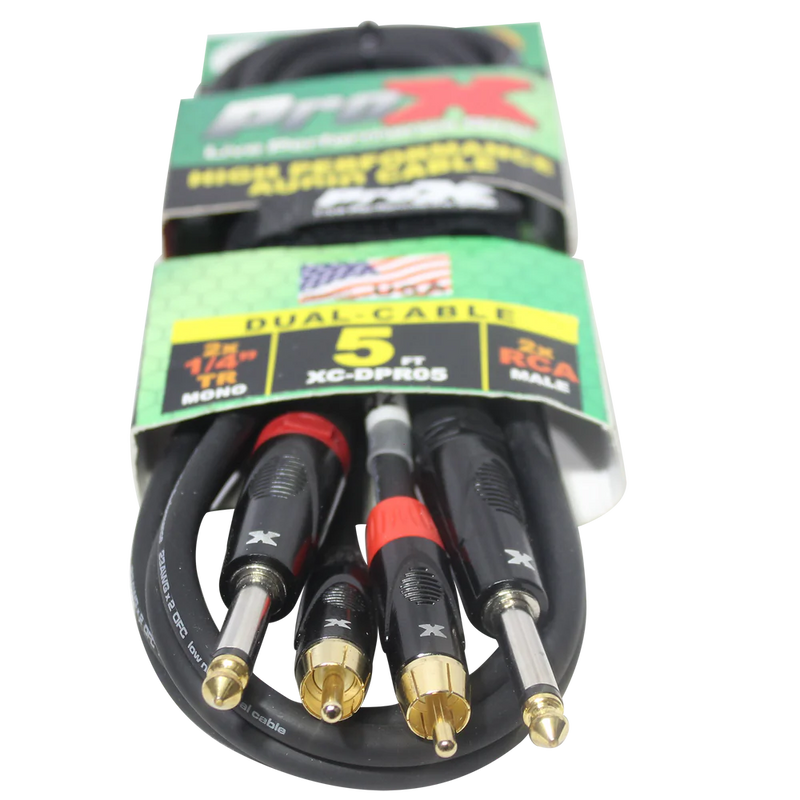 PRO-X- XC-DPR05 - ProX XC-DPR05 5 Ft. Unbalanced Dual 1/4" TS-M to Dual RCA-M High Performance Audio Cable