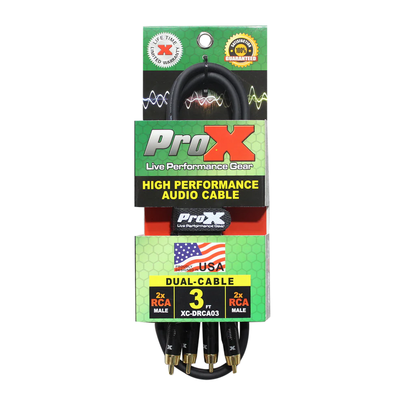 PRO-X- XC-DRCA03 - ProX XC-DRCA3 3 Ft. Unbalanced Dual RCA-M to Dual RCA-M High Performance Audio Cable