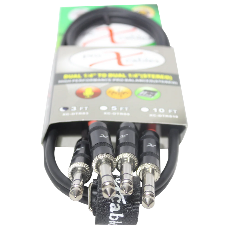 PRO-X- XC-DTRS03 - ProX XC-DTRS3 Balanced Dual 1/4" TRS to Dual 1/4" TRS High Performance Audio Cable - 3 Ft.