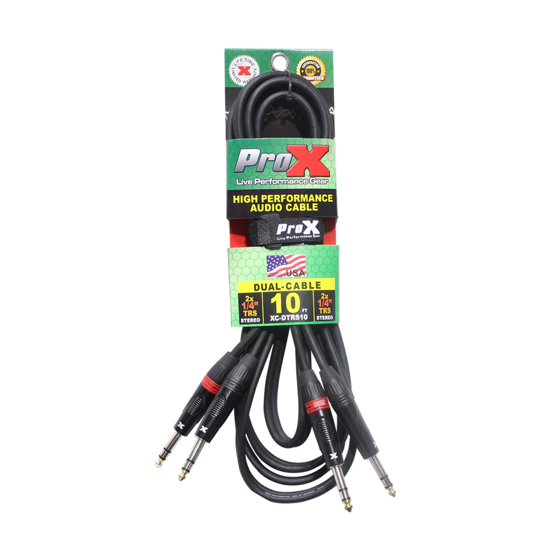 PRO-X- XC-DTRS10 - ProX XC-DTRS10 Balanced Dual 1/4" TRS to Dual 1/4" TRS High Performance Audio Cable - 10 Ft.