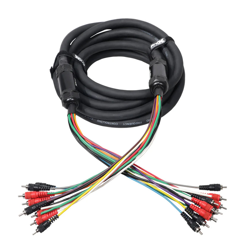 PROX-XC-MEDOOZA75 - ProX XC-MEDOOZA75 75' ft 10 RCA Channel + 3 Power Cable for Marine and Car Audio - Medusa Style Cable