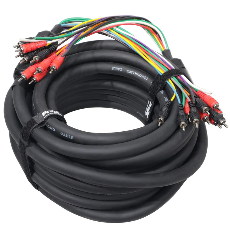 PROX-XC-MEDOOZA100 - ProX XC-MEDOOZA100 100' ft 10 RCA Channel + 3 Power Cable for Marine and Car Audio Medusa Style Cable