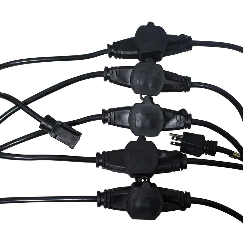 PROX-XC-MEP12-326 MK2 - ProX XC-MEP12-326 120VAC NEMA 15 Male to 6 Socket Female Power-Extension Cord 12-3 AWG (Black) - 32 Ft.