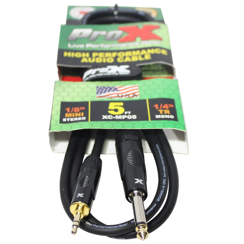 PRO-X- XC-MP05 - ProX XC-MP05 5 Ft. Unbalanced TRS-M Mini 1/8" to TS-M High Performance Audio Cable