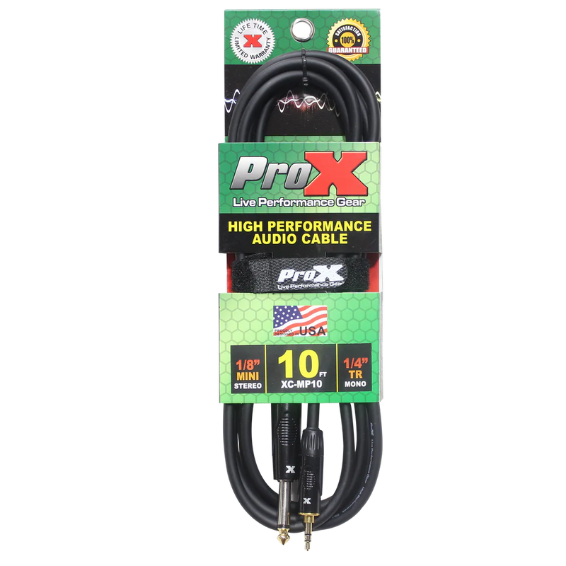 PRO-X- XC-MP10 - ProX XC-MP10 Unbalanced TRS-M Mini 1/8" to TS-M High Performance Audio Cable - 10'