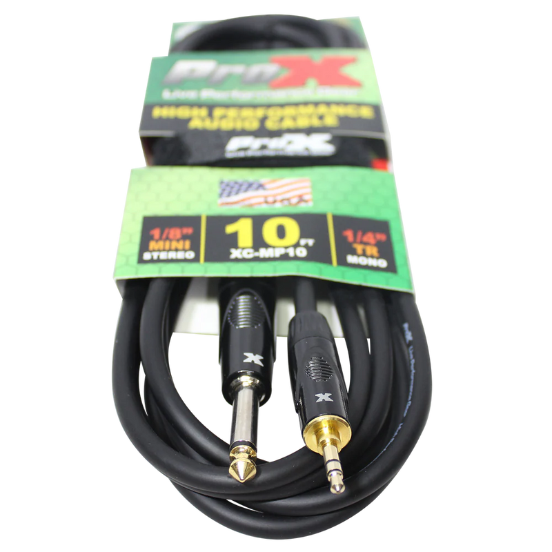 PROX-XC-MP10 - ProX XC-MP10 Unbalanced TRS-M Mini 1/8" to TS-M High Performance Audio Cable - 10'