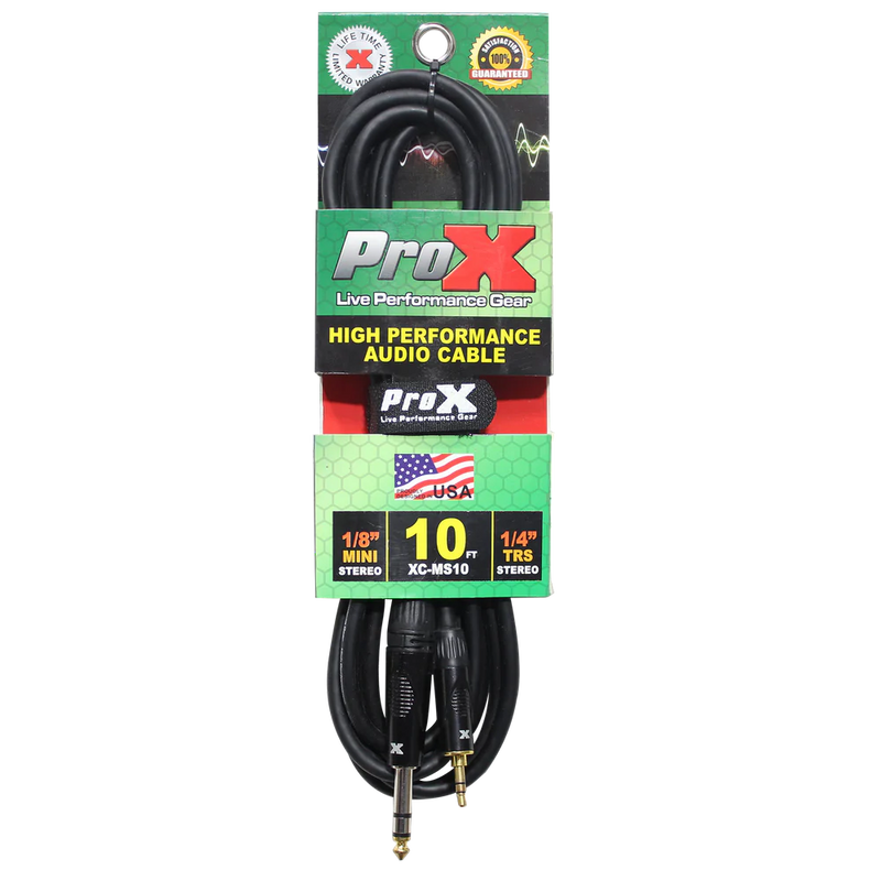 PROX-XC-MS10 - ProX XC-MS10 Balanced TRS-M Mini 1/8" to TRS-M High Performance Audio Cable - 10'