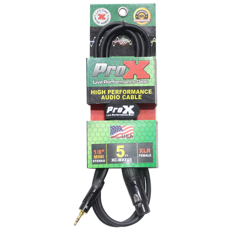 PRO-X- XC-MXF05 - ProX XC-MXF05 Unbalanced 3.5mm TRS-M Mini to XLR3-F High Performance Audio Cable - 5 Ft.