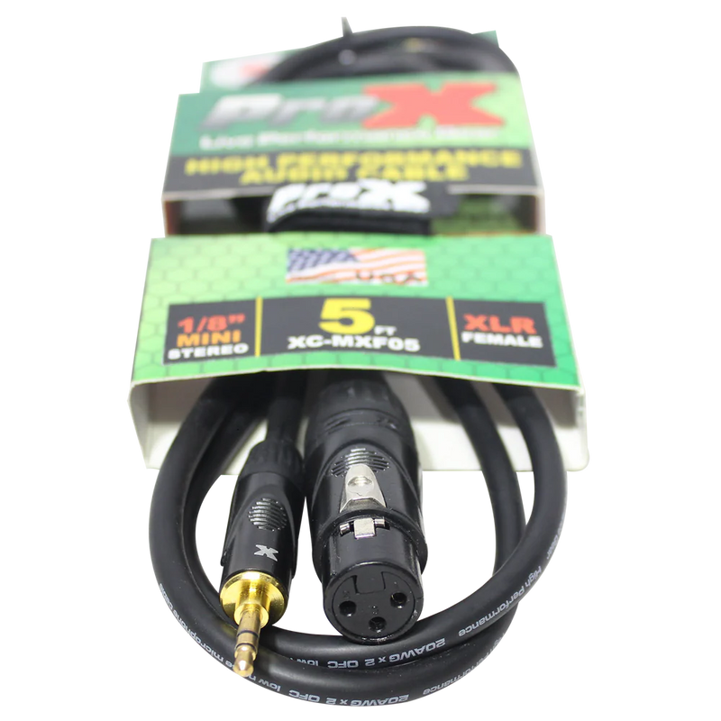 PRO-X- XC-MXM05 - ProX XC-MXM05 Unbalanced Audio Cable 1/8" (3.5mm) TRS Mini to XLR-M - 5 Ft.