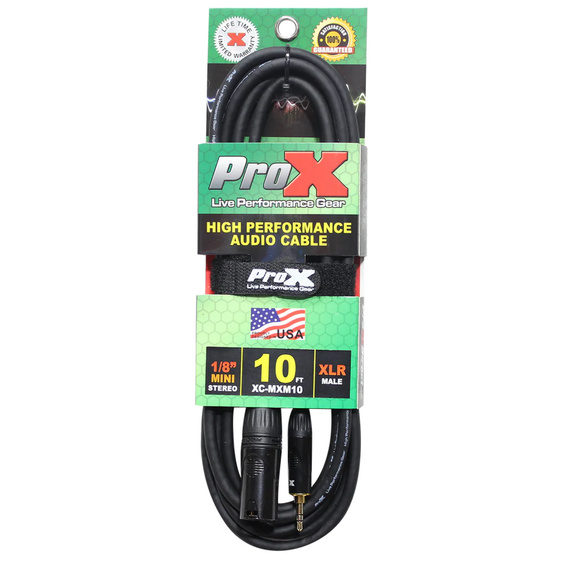 PRO-X- XC-MXM10 - ProX XC-MXM10 Unbalanced 1/8" (3.5mm) TRS-M Mini to XLR3-M High Performance Audio Cable - 10 Ft.