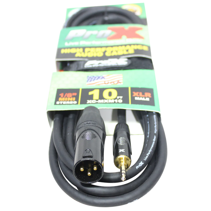 PRO-X- XC-MXM10 - ProX XC-MXM10 Unbalanced 1/8" (3.5mm) TRS-M Mini to XLR3-M High Performance Audio Cable - 10 Ft.