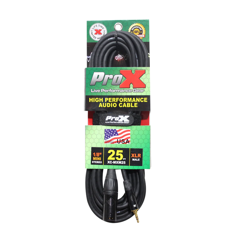 PROX-XC-MXM25 - ProX XC-MXM25 Unbalanced 1/8" TRS-M Mini to XLR3-M High Performance Audio Cable - 25 Ft.